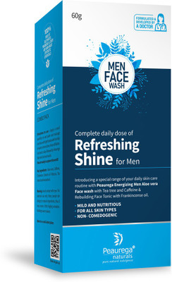 

Peaurega Naturals Peaurega Energizing Men Aloe vera Face wash with Tea tree and Caffeine - Combo Pack with Skin Tonic(60 g)