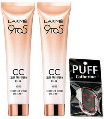 

catherine silicon puff And 9to5 CC Cream Color Transform Pack Of 2(Set of 3)