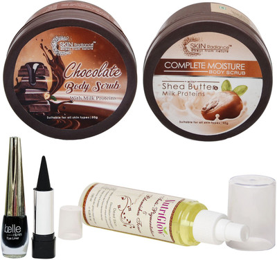 

NutriGlow Skin radiance body scrub combo with 1 kajal , 1eye linear and anti-pigmentation toner(Set of 5)