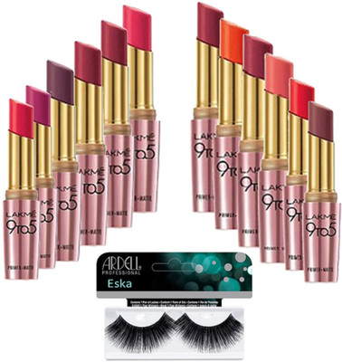 

eska Eyelashes, 5 Matte Prime Lipstick (Pack Of 12)(Set of 13)