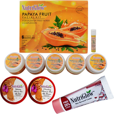 

NutriGlow Papaya Facial Kit, Hand and foot Spa Kit with Hair removal Cream(Set of 1)