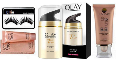 

ellie Eyelashes & Olay Total Effect 7 in 1 Day Cream,lakme 9to5 Mousse Cream,BB Cream Foundation(set of 4)(Set of 4)