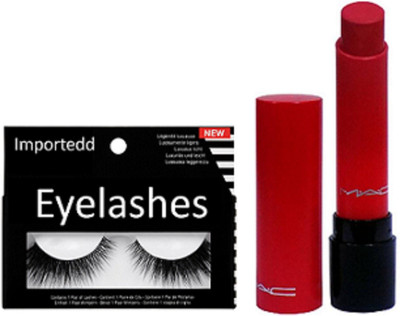

Importedd Eyelashes & Mac Liptensity lipstick Rouge A Levers Claret Cast(Set of 2)