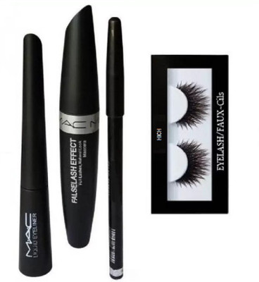

hich Eyelash Black And MAC 3 In 1(Eyebrow Pencil,Kajal,Mascara)(Set of 4)