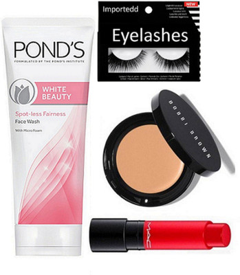 

Importedd Eyelashes, Liptensity Lipstick, Corrector Concealer, White Beauty Spot-Less Face Wash(Set of 4)