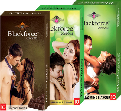 

Blackforce 3 pcs in 30 pcs extra dotted Jasmine Greenapple Chocolate Condom(Set of 3, 30S)