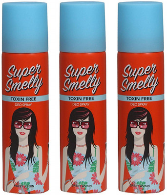

Super Smelly Sweet As Sin 100% Toxin Free Deodorant Spray - For Women(450 ml, Pack of 3)