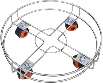 Somkala Stainless Steel Cylinder Trolley with Wheels | Gas Trolly / LPG Cylinder Stand Gas Cylinder Trolley(Silver)
