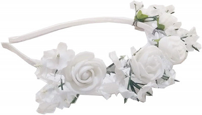 

Cloudaby White Rose Crown Hair Band for small Girls Hair Band(White)