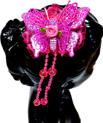 

Proplady Partywear Stylish Shimmery Butterfly Hair Clip/Brooch with Dangling Crystals for Girls & Women|Wedding Hair Accessories|Latest Hair Clip, Bun Clip, Back Pin, Hair Pin, Banana Clip(Pink)