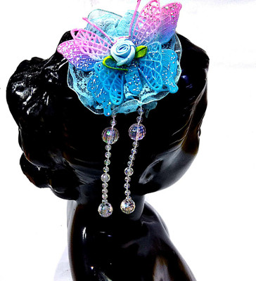 

Proplady Partywear Stylish Shimmery Butterfly Hair Clip/Brooch with Dangling Crystals for Girls & Women|Wedding Hair Accessories|Latest Hair Clip, Bun Clip, Back Pin, Hair Pin, Banana Clip(Blue)