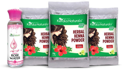 

Kerala Naturals Herbal Henna Powder 150gm+Rose water 100ml combo Hair Color(Light brown)