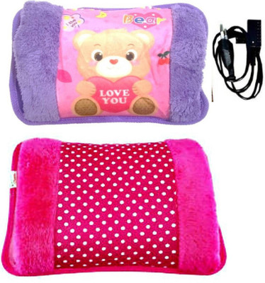 

CRETO Original Best Quality Velvet Fur Electric Warm Gel Bag (PACK OF 2) With Auto Cutoff (Multicolor) electric 1 L Hot Water Bag(Multicolor)