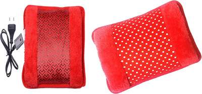 

CRETO Combo(VELVET) Hot Water Bag Pack Of 2 Electric 1 L Hot Water Bag (Multi-color) FOR MUSCLE & JOINTS PAIN electric 1 L Hot Water Bag(Red)