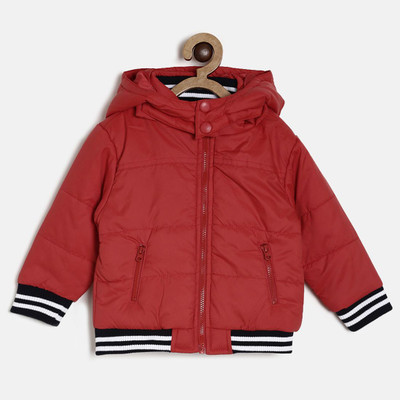 

Mini Klub Full Sleeve Striped Baby Boys Jacket, Red