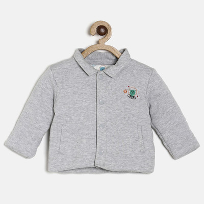 

Mini Klub Full Sleeve Self Design Baby Boy's Jacket, Grey marl