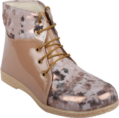

LNG Lifestyle Girls Lace Casual Boots(Gold, Golden