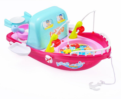 

Clastik Kitchen Set and Fishing Toy Playset 2 in 1,Toy Boat Shape with Sound and Light,Pretend Food Cooking and Fishing Learning Education Toys for Girls 3+(Multicolor)