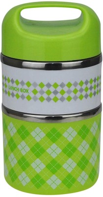 AVMART Green Stainless Steel Two Layer Executive Lunch Box 950 Ml 2 Containers Lunch Box(950 ml) at flipkart