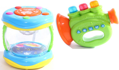 

MWG Exports Co Bring Along Musical Drum & Trumpet Sound Infants Instruments Kids Toys Music Toy for Children(Multicolor)