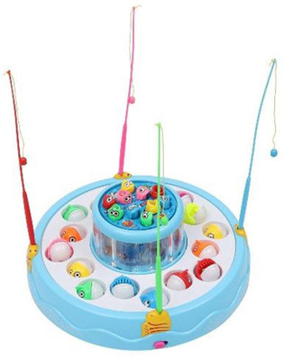 

NIYAMAT Magnetic Fishing Game Toy Rotating Musical Board with 4 Rods and 26 Fishes for Baby Children Kids and Toddler (Multicolour)(Multicolor)