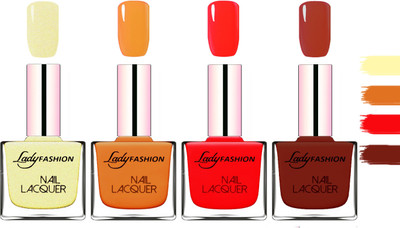 

Lady Fashion Extra Shine Extra Long Stay Chip Resistant Nail Polish Mettalic Gold,Nude,Juice Red,Coffee(Pack of 4)