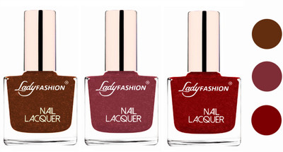 

Lady Fashion Extra Shine Extra Long Stay Chip Resistant Nail Polish (set of 3) Copper,Mauve,Red(Pack of 3)