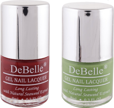 

DeBelle Gel Nail Lacquer 8 ml each Kit of 2 (Moulin Rouge & Mystique Green) (Maroon & Pastel green) Moulin Rouge , Mystique Green(Pack of 2)