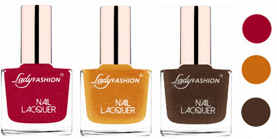 

Lady Fashion Extra Shine Extra Long Stay Chip Resistant Nail Polish (Set Of 3) Bright Pink,Golden,Mettalic Brown(Pack of 3)
