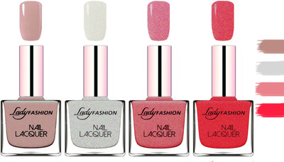 

Lady Fashion Extra Shine Extra Long Stay Chip Resistant Nail Polish Silky Purple,Grey,Mauve,Pink(Pack of 4)