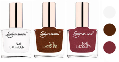 

Lady Fashion Extra Shine Extra Long Stay Chip Resistant Nail Polish (Set Of 3) White,Copper,Mauve(Pack of 3)