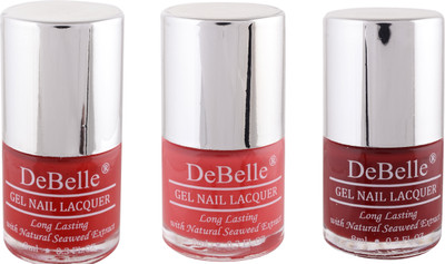 

DeBelle Gel Nail Polish Combo kit of 3 (Coral Orange,Red & Maroon) Princess Belle, French affair, Moulin rouge(Pack of 3)
