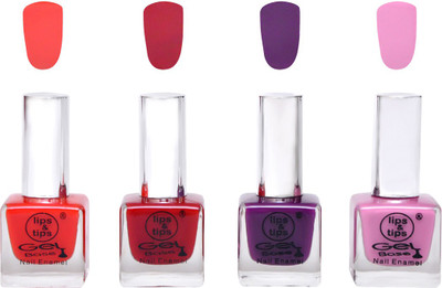 

Lips & Tips Premium Collection Nail polish - Combo set of 4 Exclusive Nail Enamels - Smokin' Red, Jam Red, Deep Purple, Lilac Nude ( Pack of 4 ) Multi(Pack of 4)