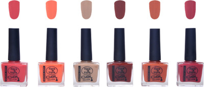 

Lips & Tips Premium Collection Nail Polish - Combo Set of 6 Exclusive Nail enamels - Nude Light, Matte Nude, Coffe Nude, Dusky Brown, Chocolate Moose, Old Mauve Multi(Pack of 6)