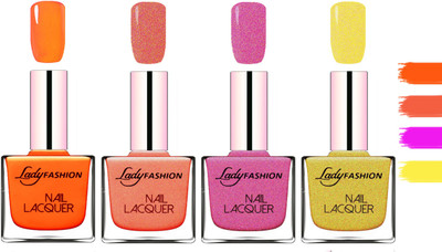 

Lady fashion Extra Shine Extra Long Stay Chip Resistant Nail Polish Juicy Orange,Orange Silk,Abricoat Rose,Golden(Pack of 4)