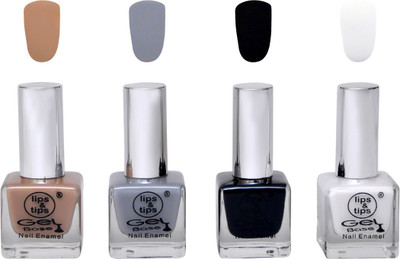 

Lips & Tips Premium Collection Nail polish - Combo set of 4 Exclusive Nail Enamels - Coffee Nude, Ash Grey, Black, White ( Pack of 4 ) Multi(Pack of 4)
