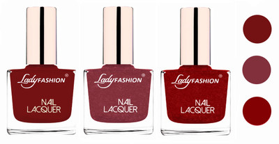 

Lady Fashion Glossy & Long Stay Nail Polish combo Coffee,Mauve,Red(Pack of 3)