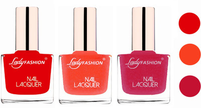 

Lady Fashion Extra Shine Extra Long Stay Chip Resistant Nail Polish (Set Of 3) Bright Red,Orange Silk,Abricoat Rose(Pack of 3)