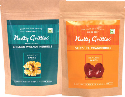 

Nutty Gritties Chilean Walnuts Kernels and US Dried Cranberries Combo(223 GMS each) Walnuts, Cranberries(446 g, Pouch)