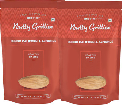 

Nutty Gritties Jumbo California Almonds - Pack of 2(454 GMS each) Almonds(908 g, Pouch)