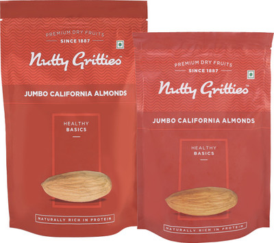 

Nutty Gritties Jumbo California Almonds - Pack of 2(223Gms + 454Gms) Almonds(677 g, Pouch)