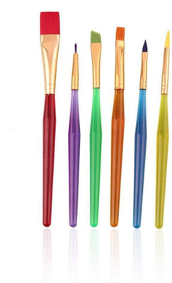 

Zahuu Synthetic Flat Paint Brush for Oil, Nail Brush Art(Set of 6, Multicolor)
