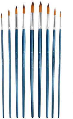 

Zahuu Long Handle Synthetic Round Pointed Tip Artist Paint Brushes(Set of 9, Blue)