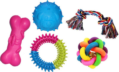 

JAINSONS PET PRODUCTS Dog & Puppy Multi Color Ball Rubber, Cotton Chew Toy, Rubber Toy For Dog