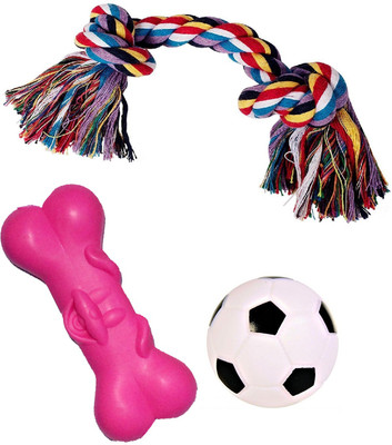 

JAINSONS PET PRODUCTS Dog & Puppy Squeaky Ball Cotton Chew Toy, Rubber Toy For Dog