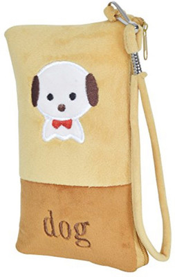 

Chords Cute Little Puppy Mobile Pouch In Soft Toy Pencil Pouch With Smooth Zipper & Handle Pouch(Brown)