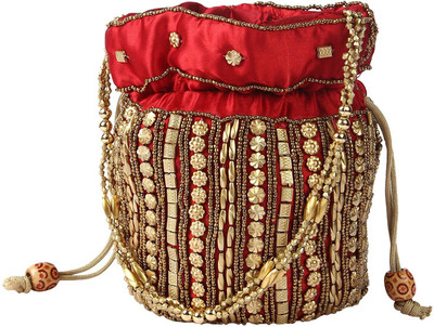 

Mirox Elegant Satin with Jaipur Heavy Work Potli(Maroon)