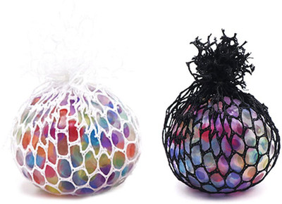 

Laughters Anti-Stress Mesh Squishy Ball with Led Lights for Releiving Stress, Anxiety (Pack of 2) Black, White Putty Toy