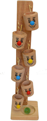

Vision Wooden Marble Run Toy with 4 Marbles in Smiling Cartoon Buckets for Kids - by Sihi Creation(3 Pieces)