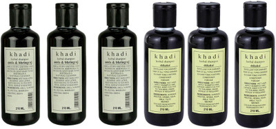 Khadi Herbal AMLA BHIRINGRAJ SHAMPOO AND SHIKAKAI SHAMPOO PACK OF 6(1.26 L)